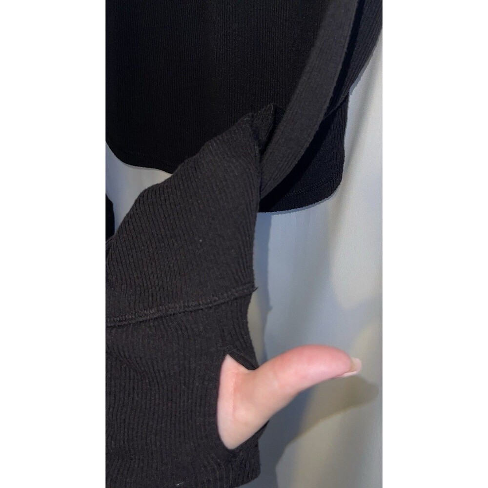 No Boundaries Shirt Knit Sweater Long Sleeve Thumb Hole Cuffs Black Women’s XL - Picture 6 of 10